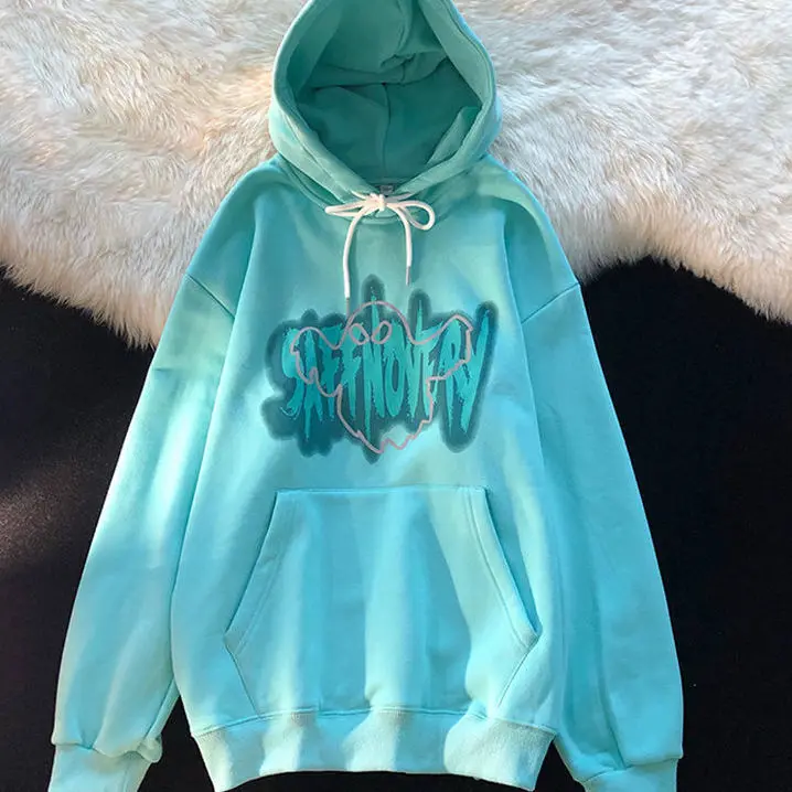 Autumn And Winter Chic Embroidery Kawaii Hoodies Autumn Hip Hop Streetshirt women Clothes for Teens Long Sleeve Goth Korean