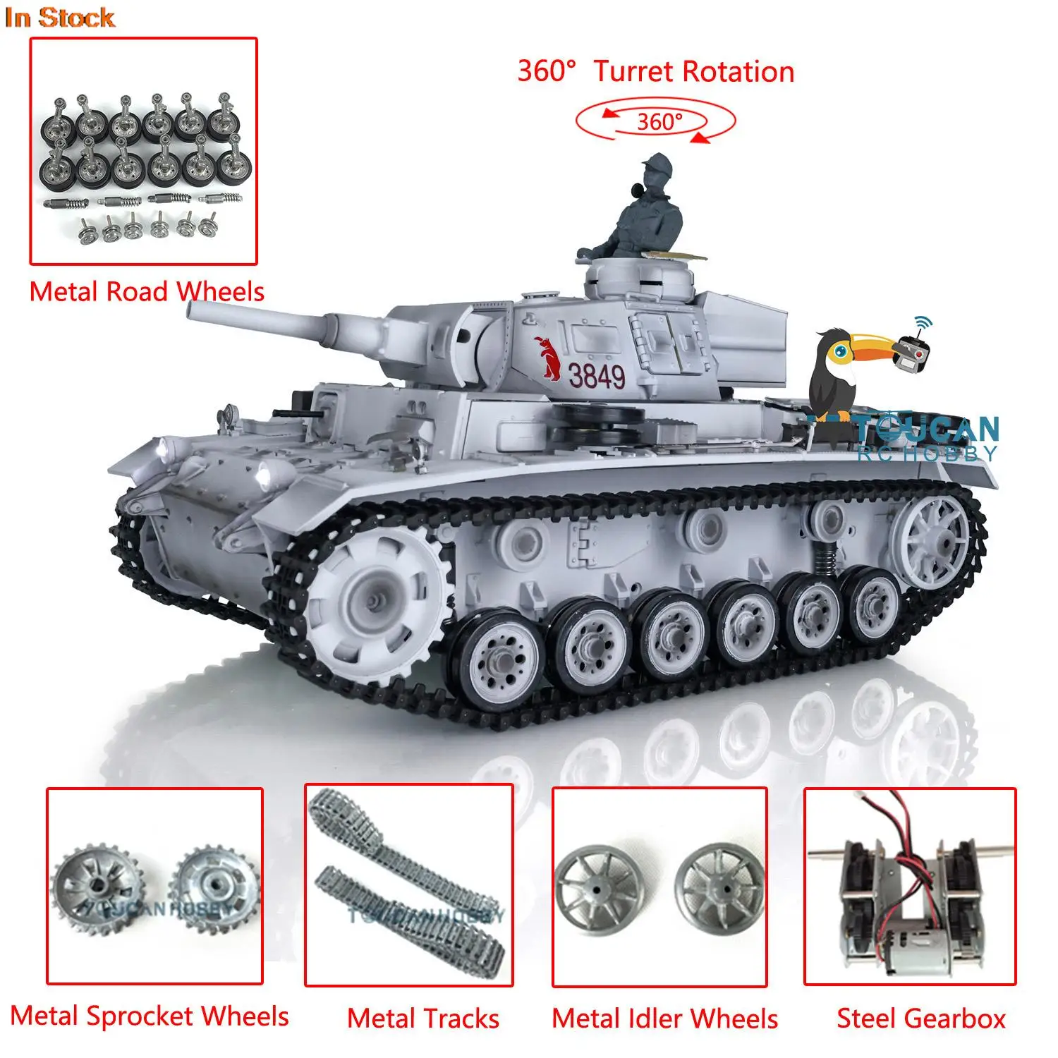 Heng Long 1/16 Snow 7.0 Customized Panzer III H RTR RC Tank 3849 Metal Wheels Tracks Gearbox Idler Infrared BB Shoot Toy TH17377 1 Heng Long 1/16 Snow 7.0 Customized Panzer III H RTR RC Tank 3849 Metal Wheels Tracks Gearbox Idler Infrared BB Shoot Toy TH17377 1