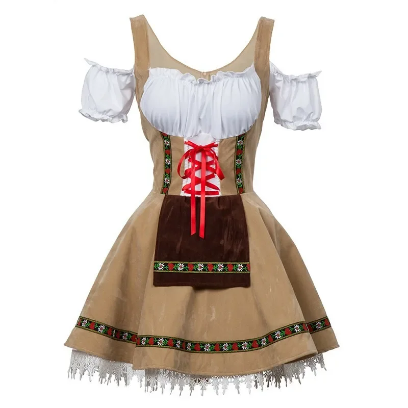 

High Quality Traditional German Beer Girl Costume Bavarian Oktoberfest Dirndl Dress For Women Cosplay Halloween Party Dress