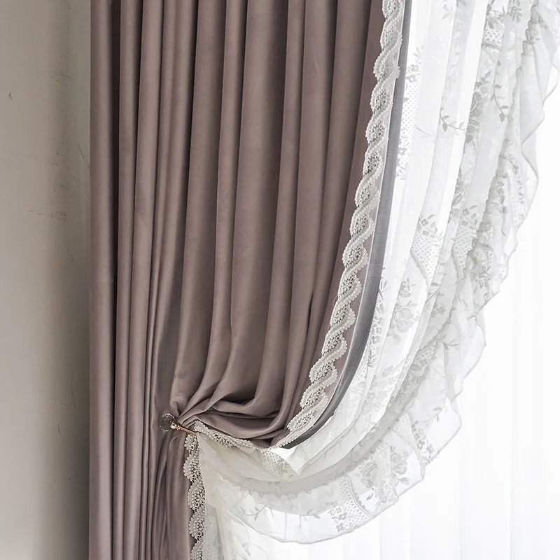 

Однотонные бархатные шторы из жемчуга и кружева, роскошные французские современные романтические занавески для гостиной, спальни, различных цветов, на заказ