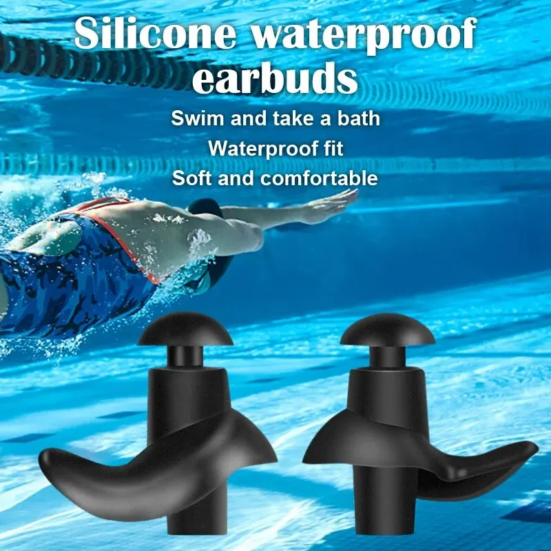 SpiralSiliconeSwimmingEarplugsProfessionalEarWaterProofSiliconeEarplugsAntiNoise