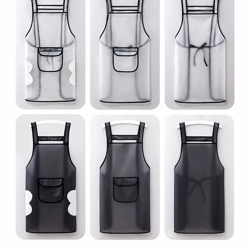 

Ladies Men Home Aprons Wipeable Oil Resistant Baking Accessories Restaurant Cafe Aprons Kitchen Waterproof Transparent
