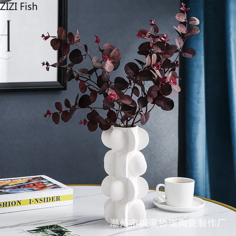 Nordic Resin Vase Geometric Spiral Black and White Flower Vase Living Room Decoration Flower Arrangement Crafts Wedding Vases 4