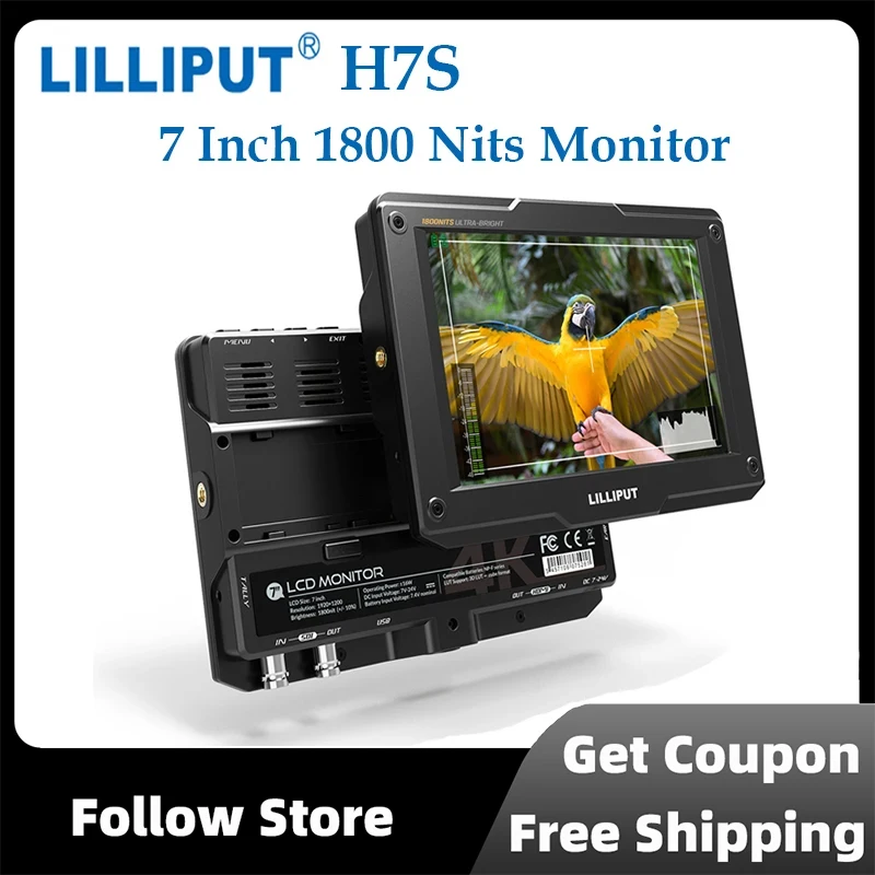 

LILLIPUT H7S Field Monitor New 7 Inch 1800 Nits Ultra Brightness SDI HDMI 4K for DSLR on-Camera Video Monitor