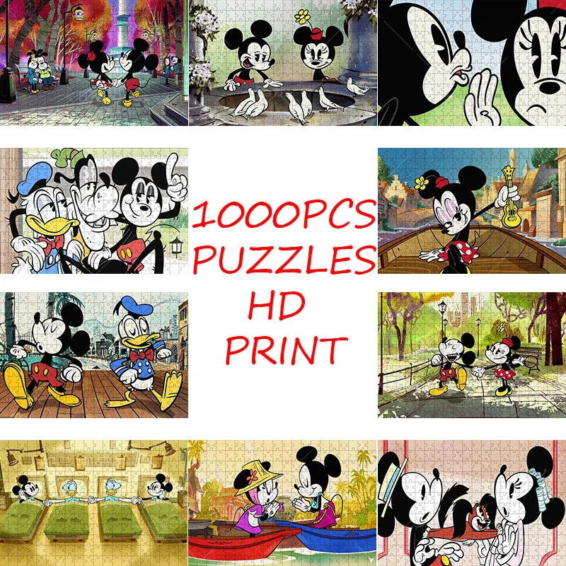 

Disney Simple Strokes Mickey And Minnie Cartoon 1000PCS Puzzles Paper Jigsaw Puzzle Game Picture For Kids Teens Like Friend Gift