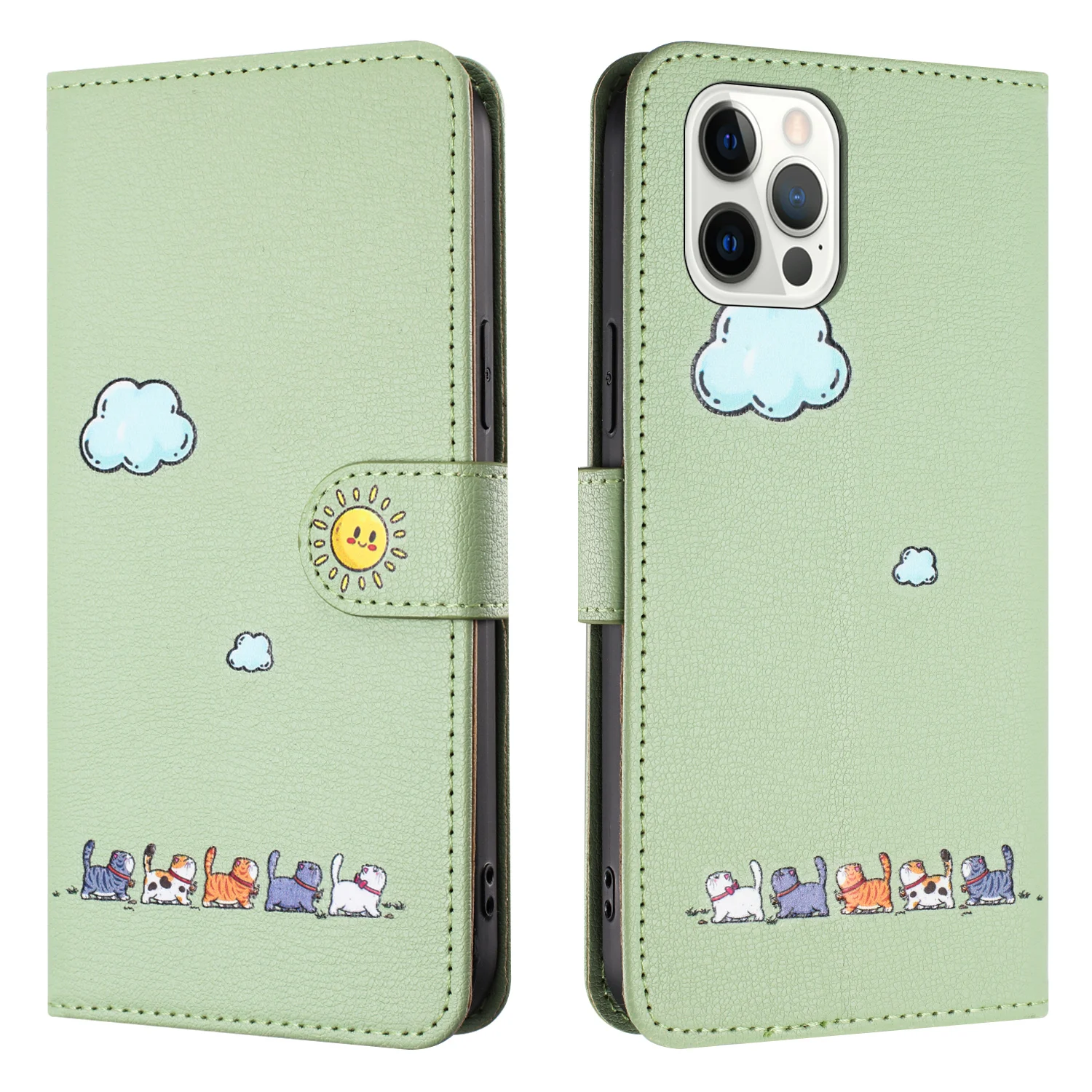 Chic Leather Cat Phone Wallet with Card Slot and Protective Flip Cover