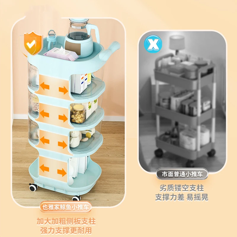 

Multi Layer Baby Supplies Storage Rack with Mobile Snack Storage