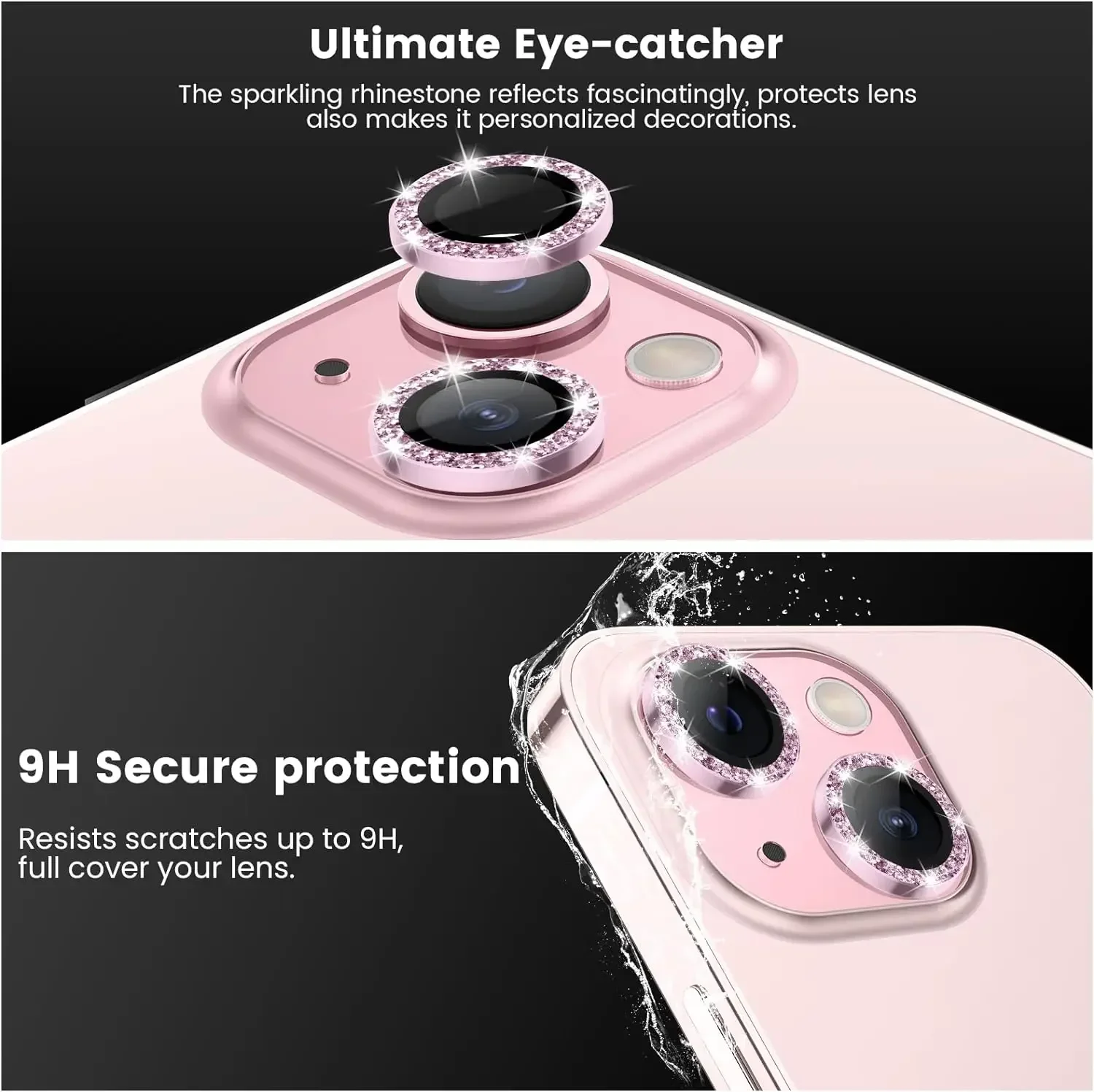Blue Glitter Camera Lens Protector Cover - Tempered Glass Protection Accessories (2-3 Pieces)