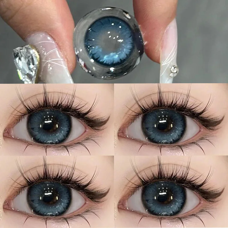 YIMEIXI 2pcs New Colored Contact Lens for Eye with Prescription Myopia Blue Eye Lenses Anime Large Diameter Pupil Free Shipping