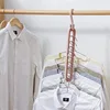 2Pcs/4Pcs Red&Green Multifunctional Foldable Reusable Hanger Storage Rack Nine Hole Plastic Hanger For Household Garments 4