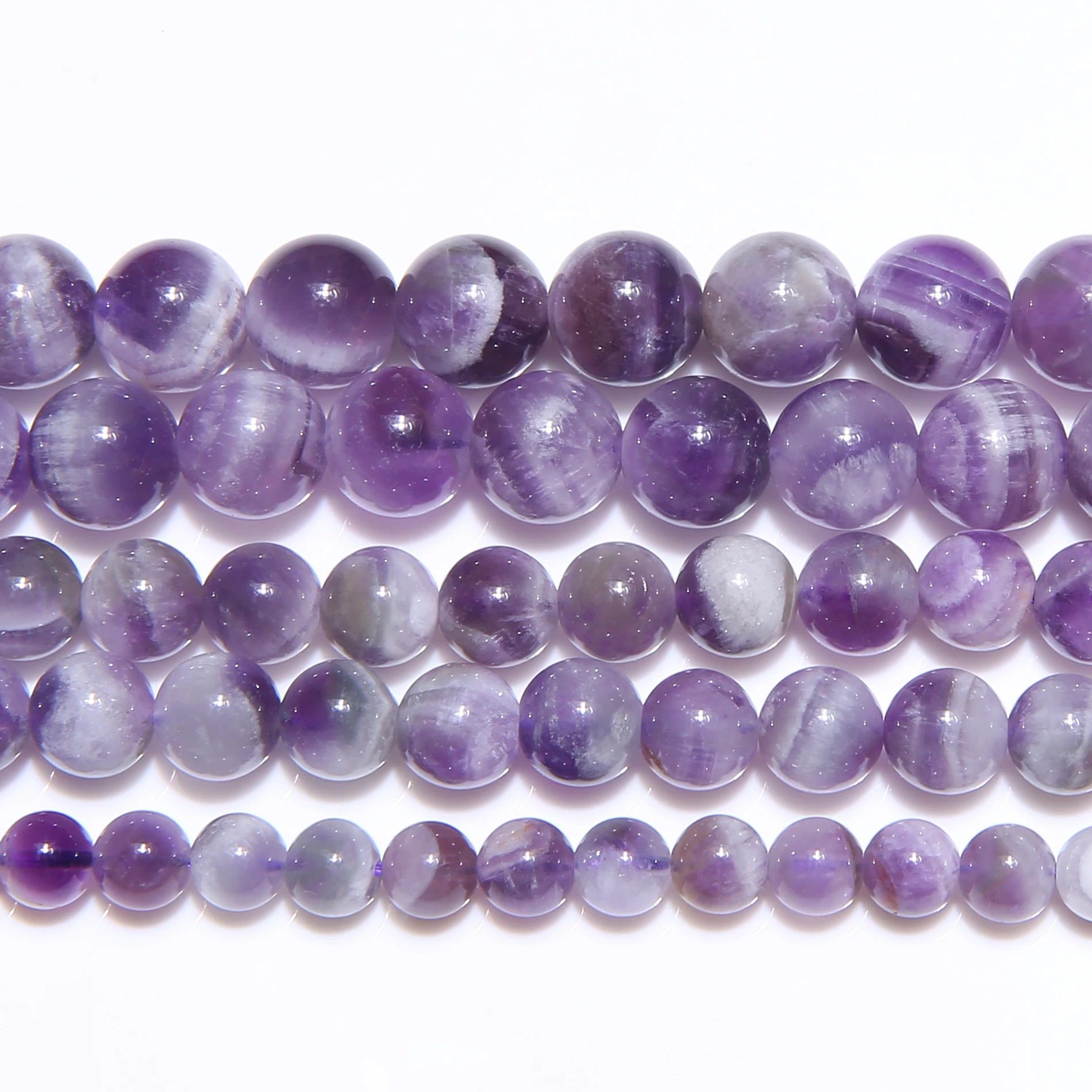 

Natural Stone Dream Lace Color Purple Amethyst Crystals Round Loose Beads 15" Strand 3 4 6 8 10 12MM Pick Size