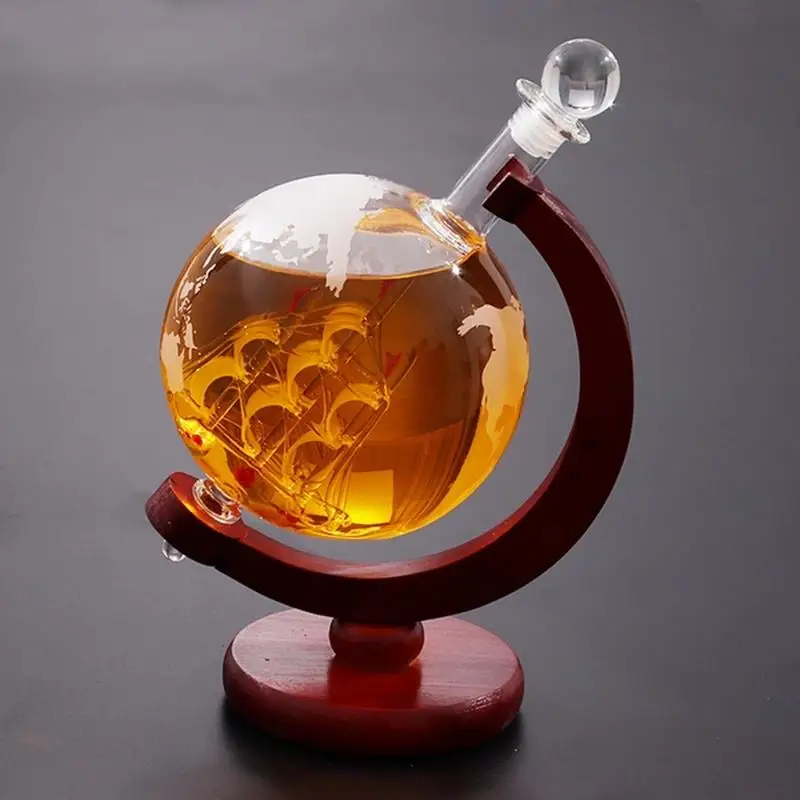 Description Picture 3 of item850ml Large Glass Globe Round Liquor Decanter Gift Whiskey Bottle Wine Decanter Holder Shot glasses dispenser Drink dispenser