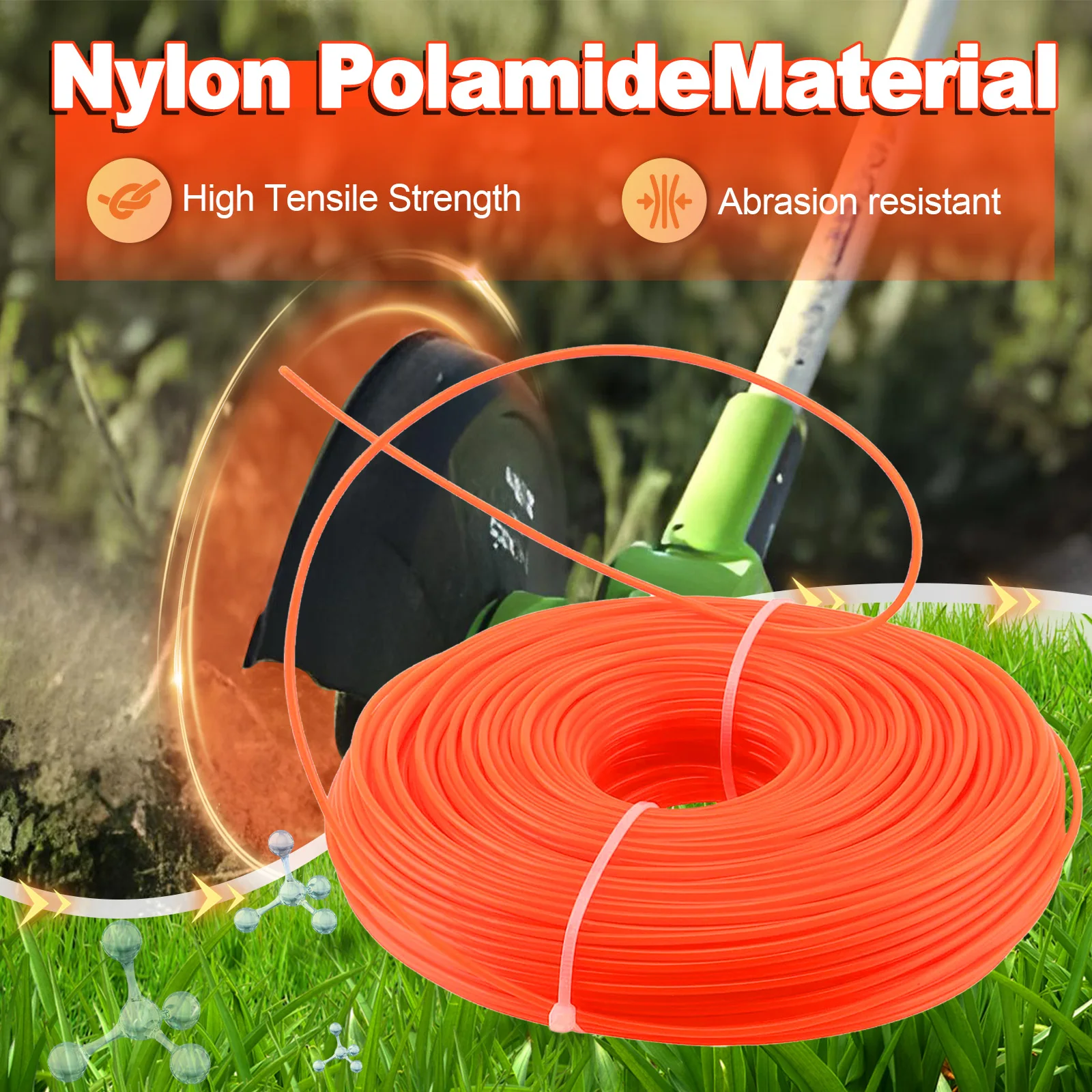 1.6mm～3mm*15M Round Nylon Trimmer Line Brush Grass Cutting Weed Rope Strimmer Tool Accessories Lawn Mower Wire