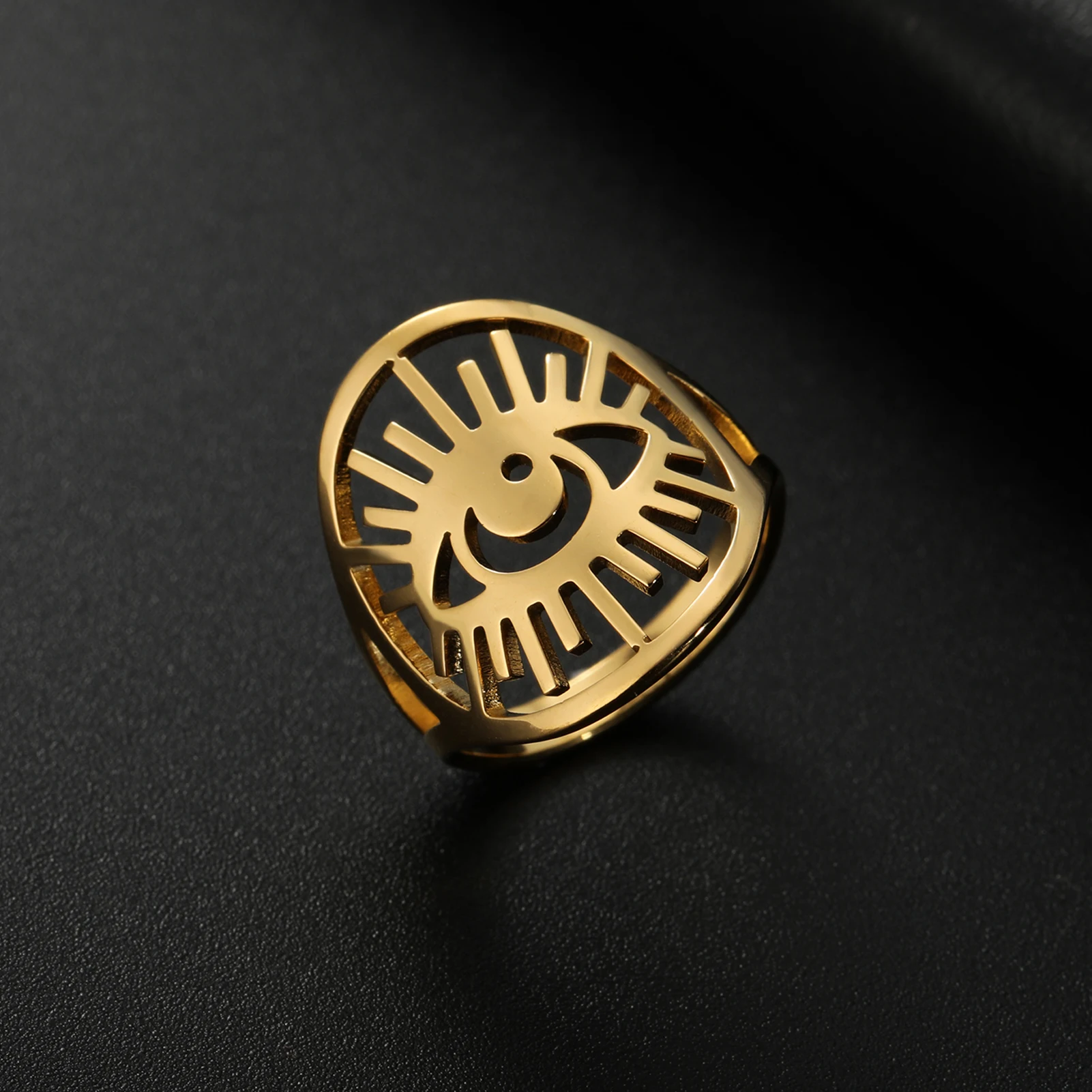 COOLTIME Türkischer böser Blick Ring für Frauen Edelstahl Glück Amulett Fingerringe Vintage Schmuck Paar Hochzeits geschenk Großhandel – Detail 7