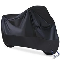 All - Season Waterproof Dustproof UV Protective Motorcycle Cover - Durable Indoor/Outdoor Fabric - Length 2M (Black)
