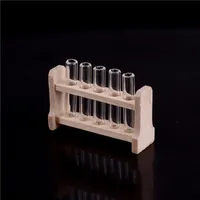 Hot Sale 5pcs/set Laboratory Glass Test Tubes with Wooden Rack Set 1:12 Dollhouse Miniature Accessory Decoration Ornament 2