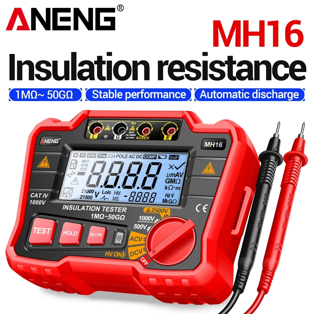 ANENG MH16 Insulation Resistance Meters High AC/DC Voltage Ohmmeter 2500V Tester Display Resistor Testing Megohmmeter Tools