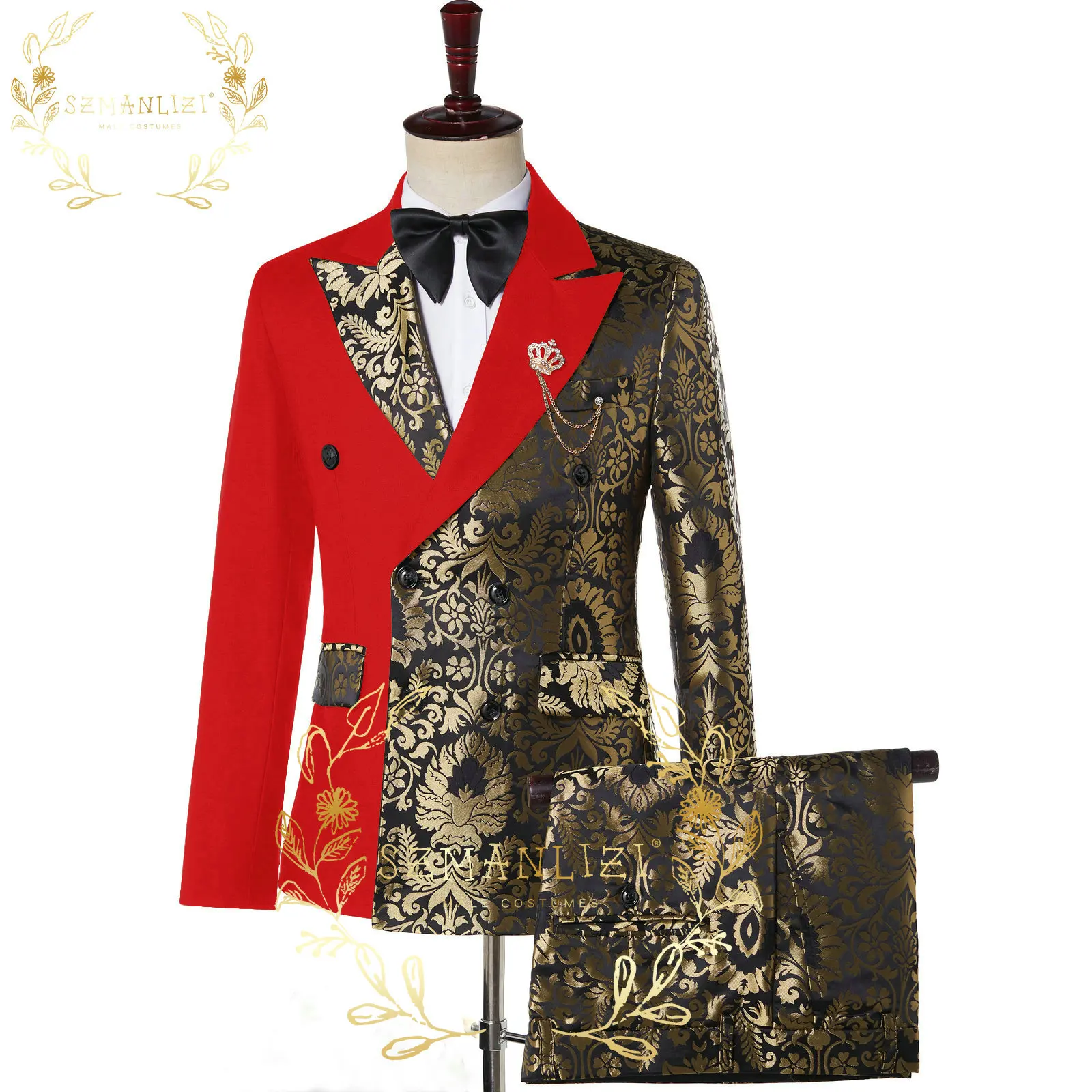 

SZMANLIZI 2022 официальный блейзер + брюки мужские костюмы s пик лацканы двубортные смокинги для жениха для свадьбы жениха Мужские праздничные костюмы для мужчин