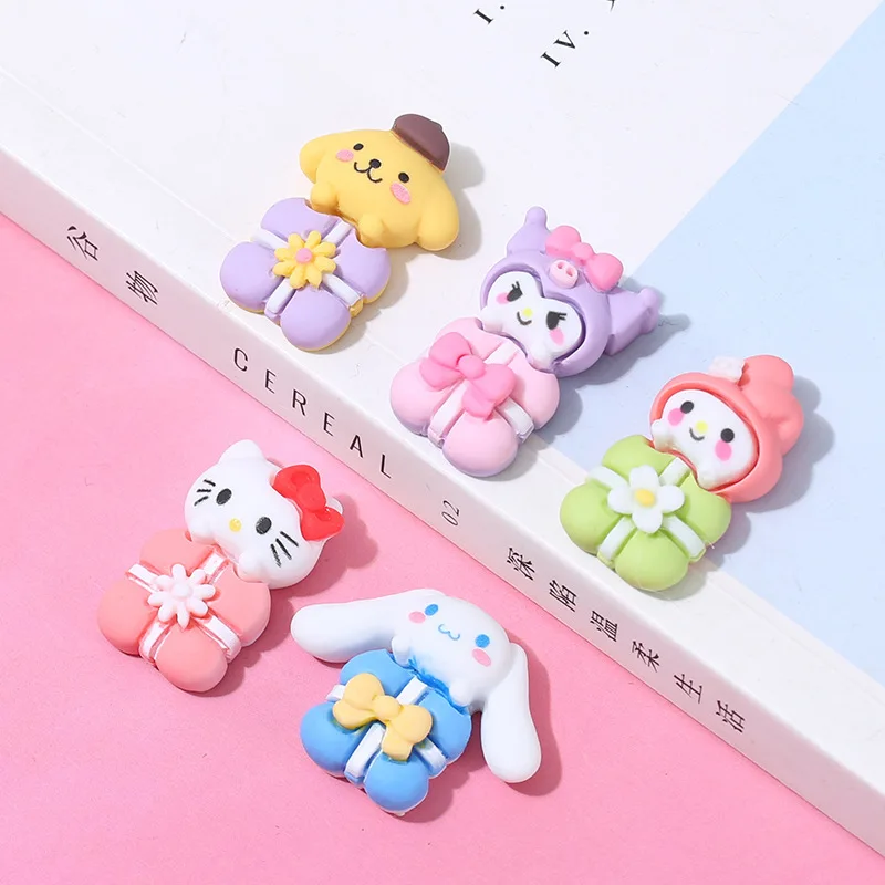 

10Pcs Kawaii Sanrio Accessory Handmade Diy Material My Melody Kuromi Cinnamoroll Cute Anime Case Hair Resin Ornament Girls Gift