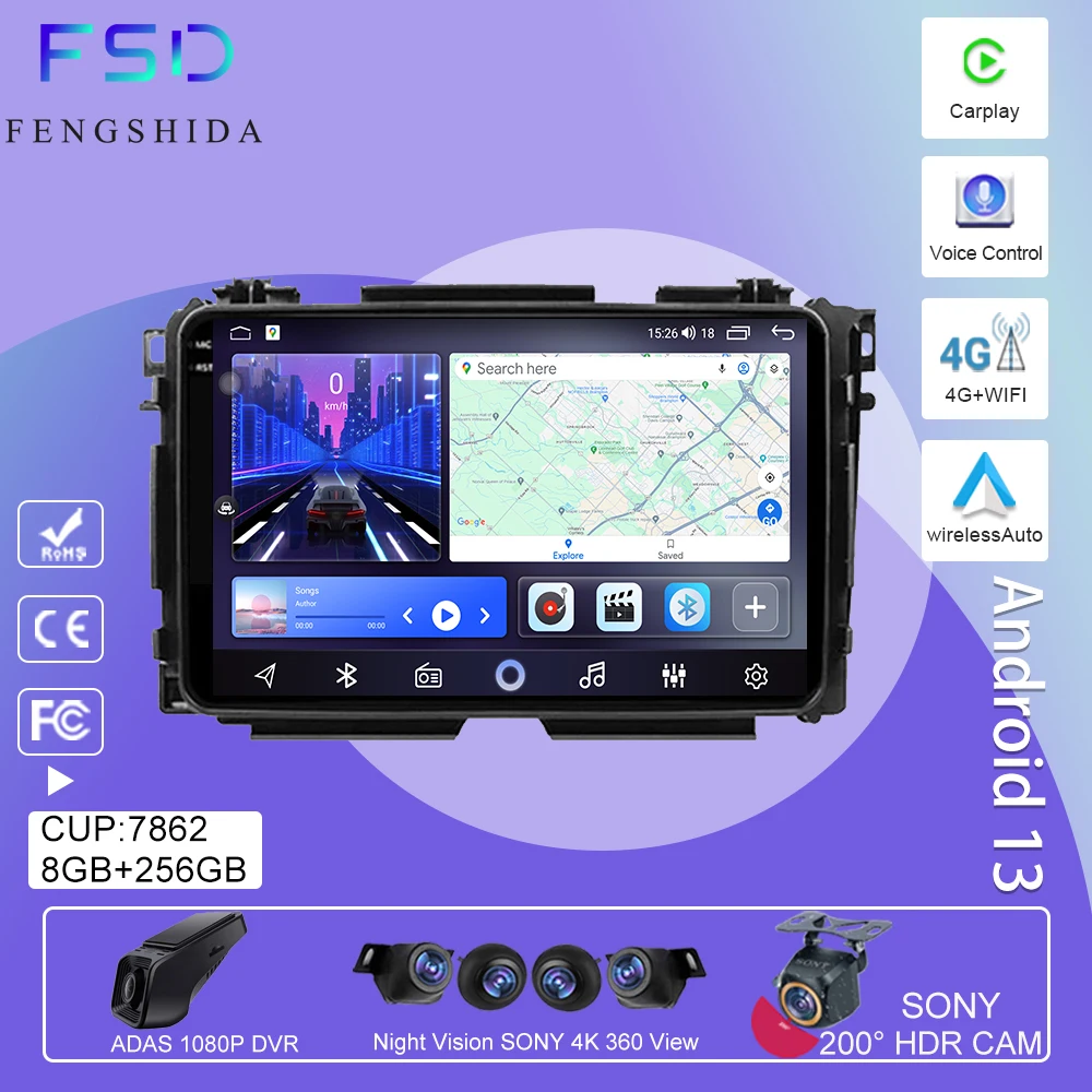 

Android Car Radio Multimedia Video Player For Honda Vezel HRV HR V XRV 2015 - 2017 GPS Navigation Carplay WIFI BT No 2 din DVD