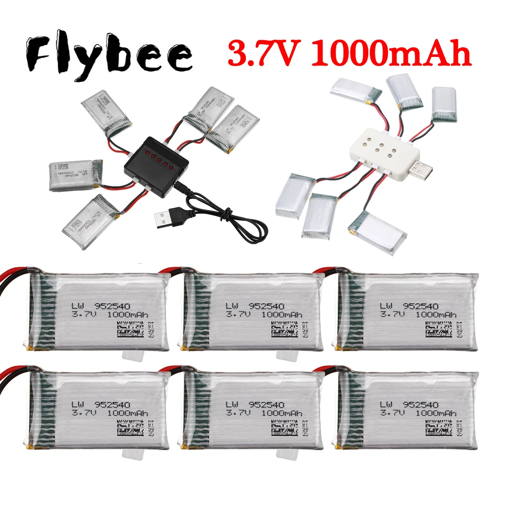 

3.7V 1000mAh Lipo Battery + Charger for Syma 5in1 X5 X5C X5SC X5SW TK M68 CX-30 K60 905 V931 RC Quadcopter upgrade 3.7V 800mAh