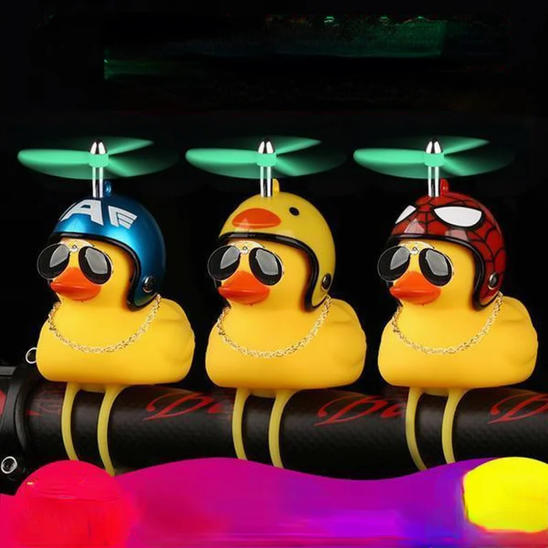 YellowLightingDuckBicycleBellCyclingLuminousAirscrewBikeHelmet