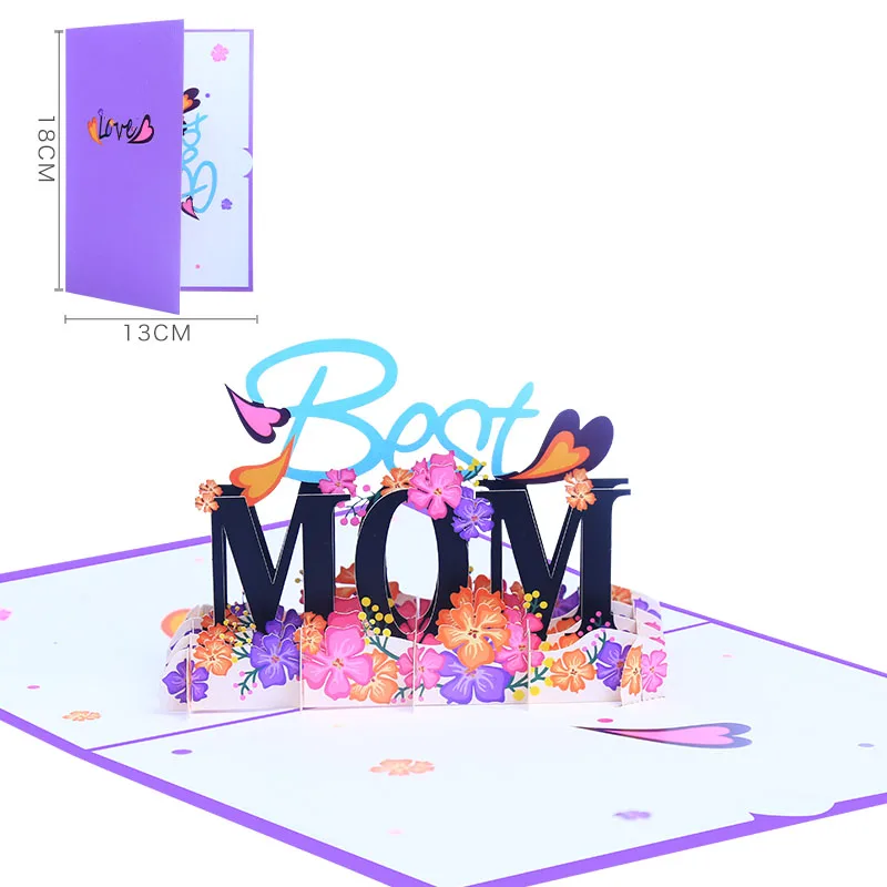Promotional item New Best Mom gift 3D Card for Mother Popup Mothers Day Greeting Cards for Mom