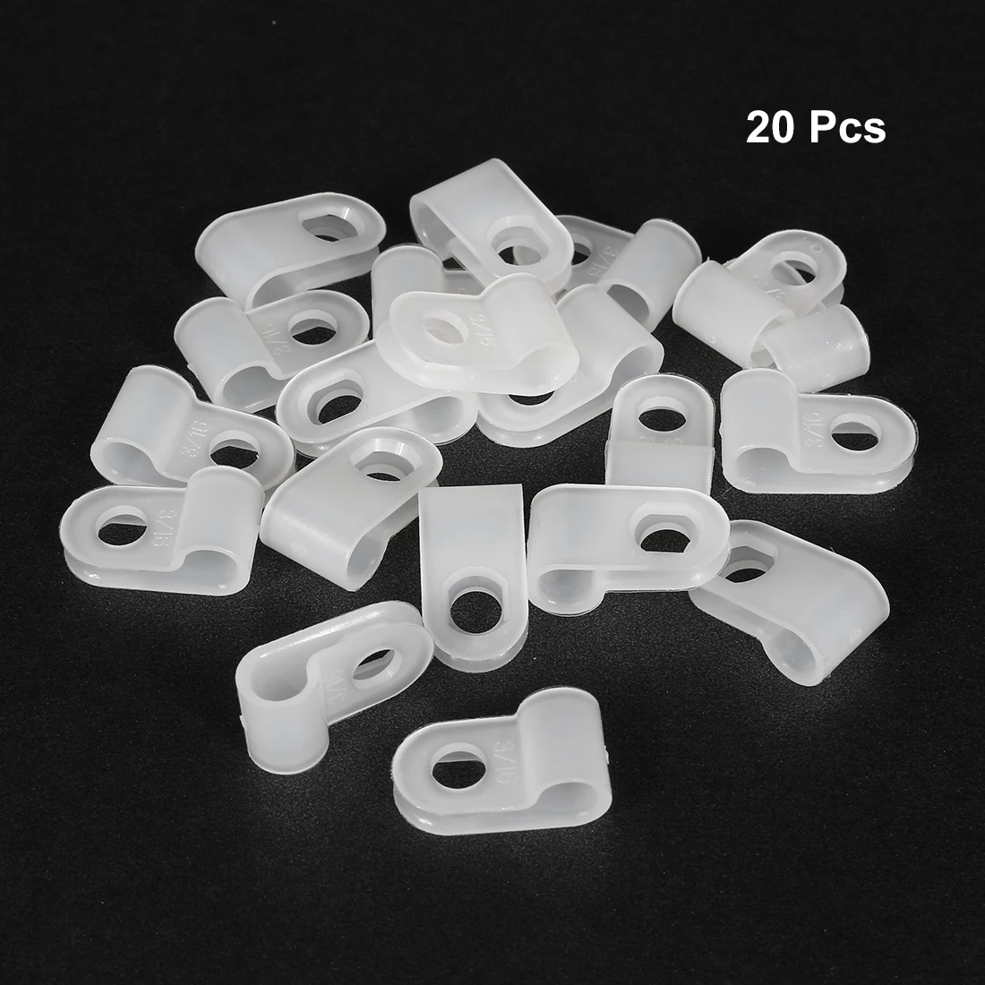 Nylon R-Type Cable Clamps 20Pcs Cable Organizer Cord Clips For Wire Management 5/4.8/6.4/15.8mm Black CC-0.5/UC-0.5/UC-1/CC-1/CC-4