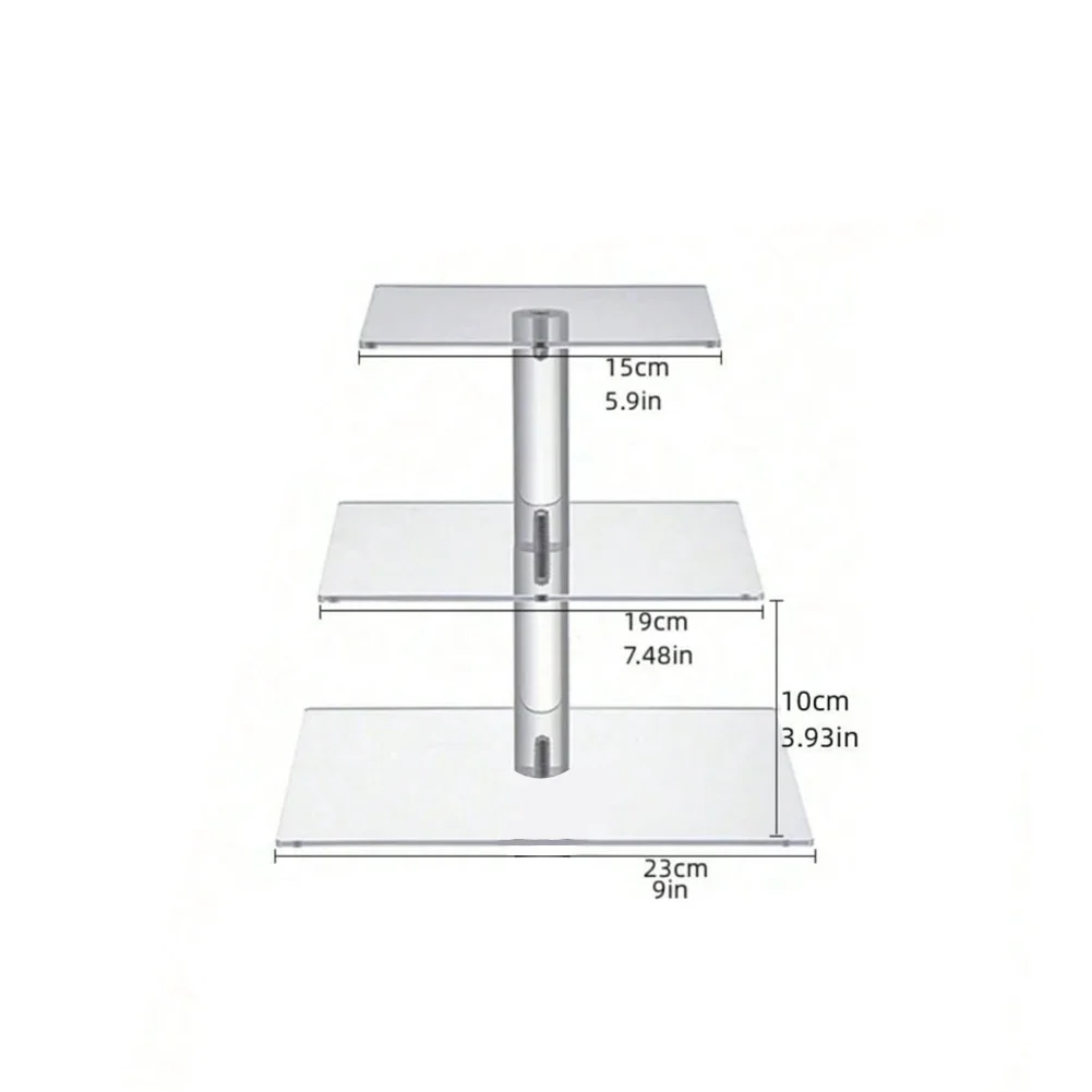 3/4 Tier Acrylic Cupcake Display Stand with LED Light Square Display Stand Cake Serving Platter for Birthday Wedding Party