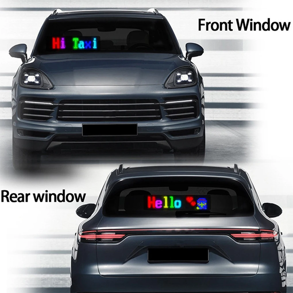 LED Car Sign Sign Programmable LED Car Animation Message Scrolling APP Control 12*68cm