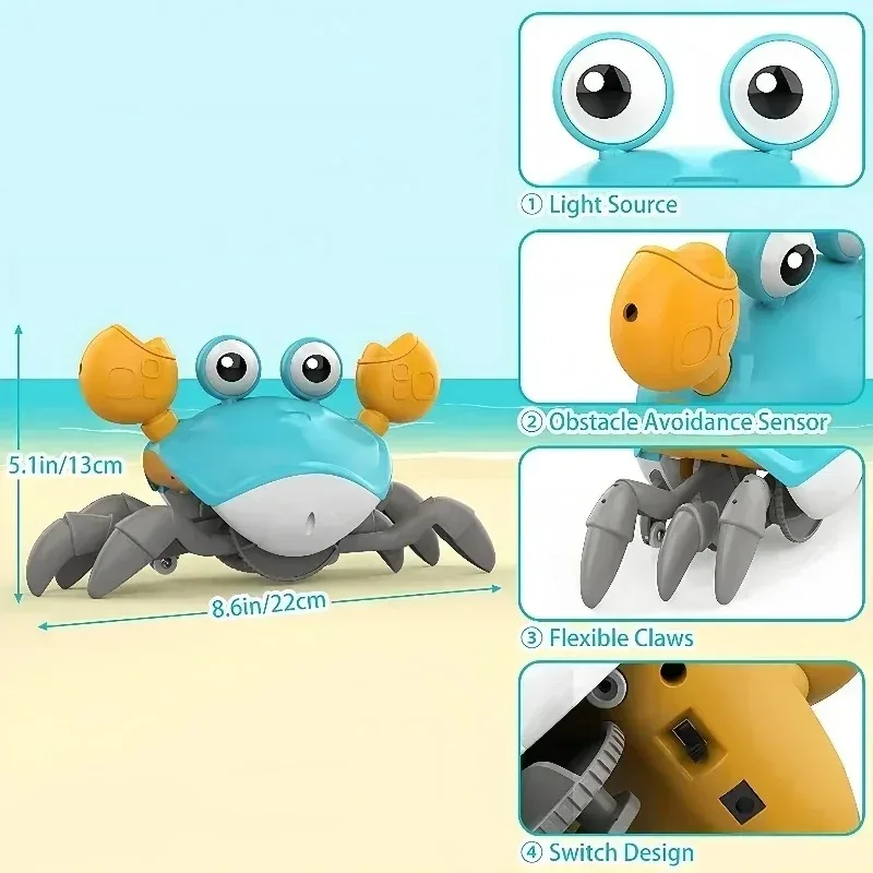 Dancing Crab Run Away Toy for Babies Crawling Interactive Escape Crabs Sensing Toys Baby Birthday Gifts with Music Toddle Box 5