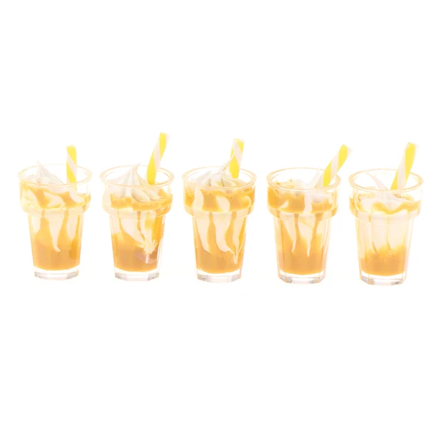 5Pcs 1/12 Dollhouse Miniature Ice Cream Mini Sundae Ice Cream Cup Modle Toys Pretend Food Kitchen Doll House Accessories Decor 4