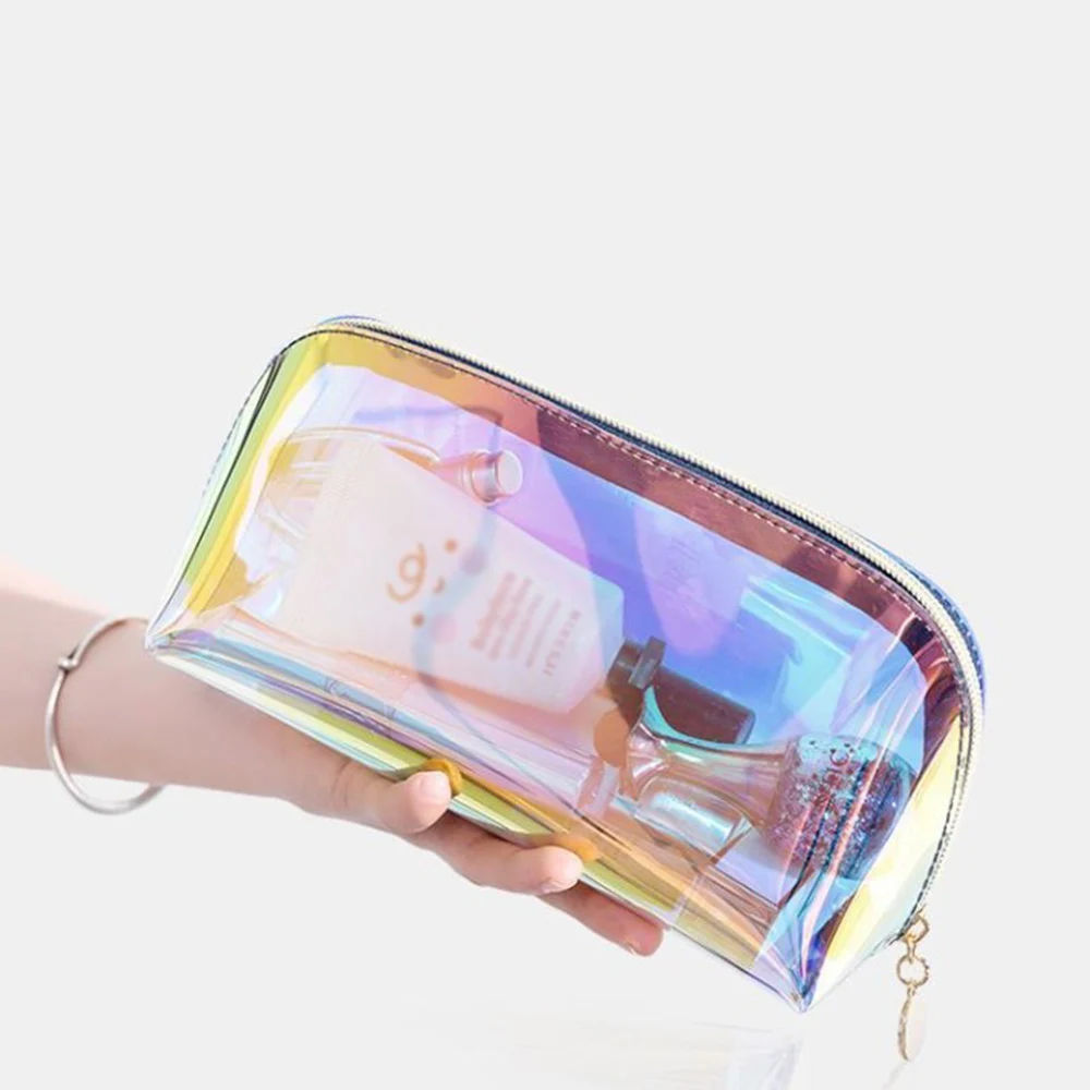 Cosmetic Bag Laser Cosmetic Bag Ins Style Korean Cosmetics Semicircle Travel Buggy Bag Portable Dumpling Shaped Transparent Wash