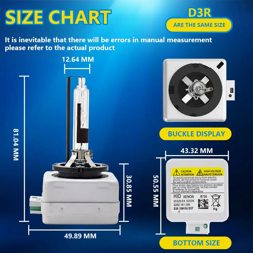 Haizg Auto HID Xenon Lamp D1s/R D2s/R D3s/R D4s/R 4300K 5000K 6000K 8000K  Auto Lights Car Headlight Bulb - China D1s Bulb, HID Xenon Lamp