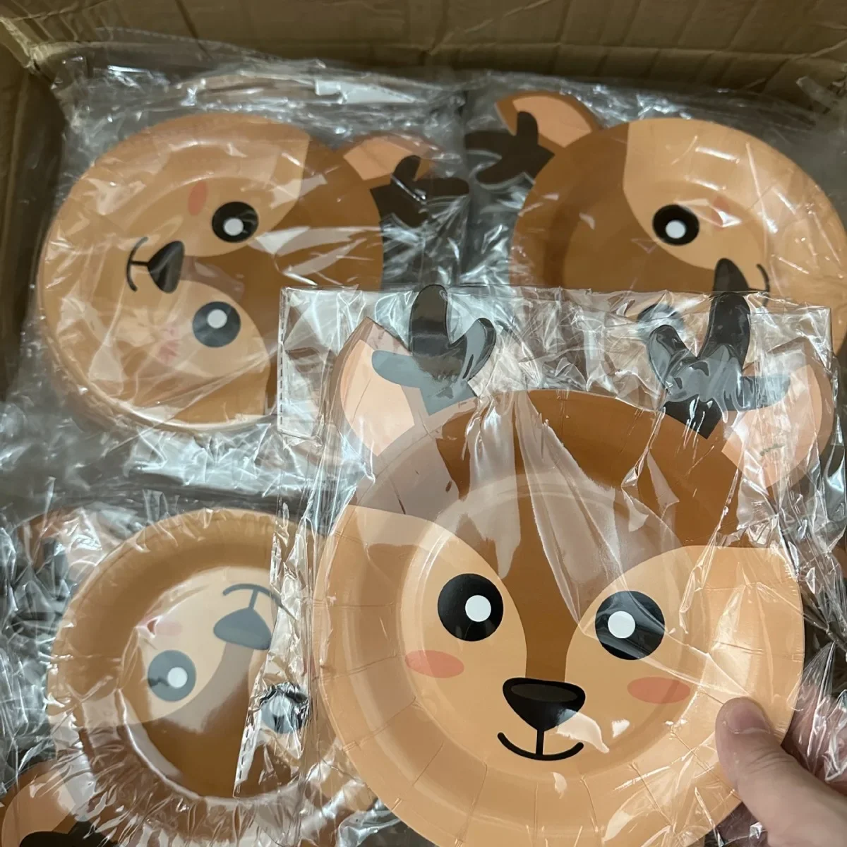 

10pcs Cartoon Animals Paper Tray Kids Happy Jungle Safari Birthday Party Decors Disposable Plates Deer Tiger Fox Paper Plates