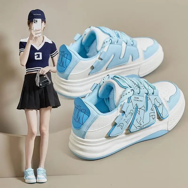 

Белые женские туфли Новинка весна-осень 2023 Ins модные студенческие туфли на плоской подошве со шнуровкой повседневные кроссовки