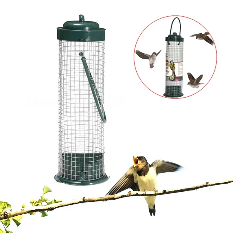 12/4PCS Green Outdoor Hanging Bird Feeder Plastic Wild Bird Peanut Seed Nut Feeder Hanger Supplies Standing