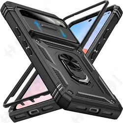 Rugged Protective Case with Finger Ring Stand and Slide Camera Cover - Google Pixel 11ProXL (Black)