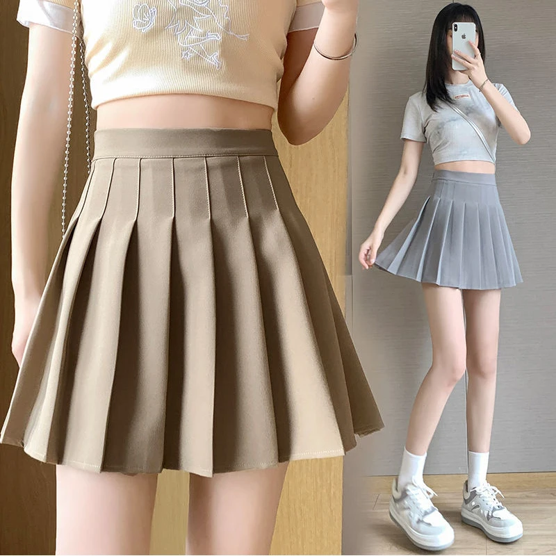 Preppy Style Kawaii Women Black Pleated Skirts Summer Korean Fashion High Waist Lining Cutecore Sweet Short Mini A-line Skirt