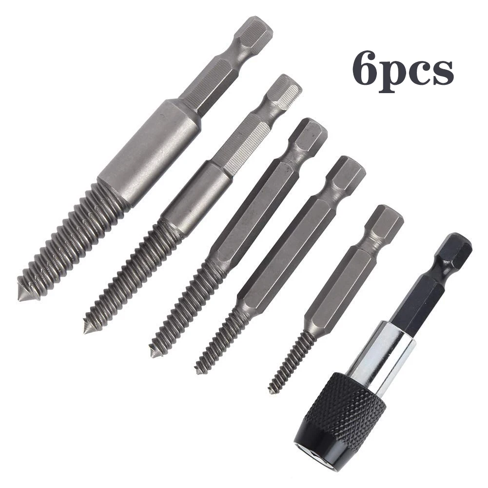 

6pc Damaged Screw Extractor Remover Drill Bit Set Disassemble Screws Bolt Stud Slip Teeth Demolish Stripped Broken Remover Tools