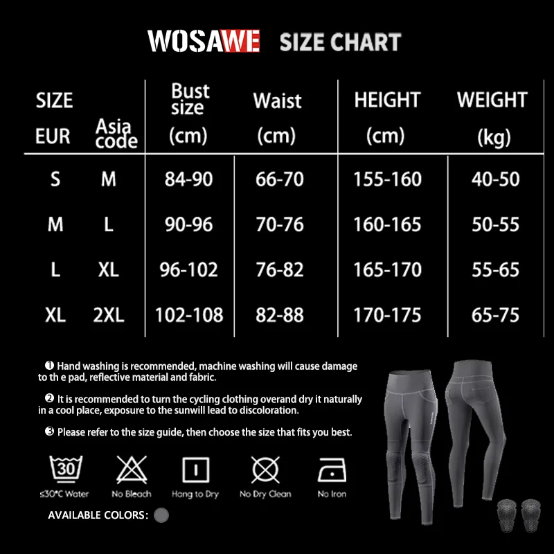 WOSAWE 여성용 오토바이 라이딩 팬츠 보호대 무릎 보호대 슬림핏 오프로드 아웃도어 바지