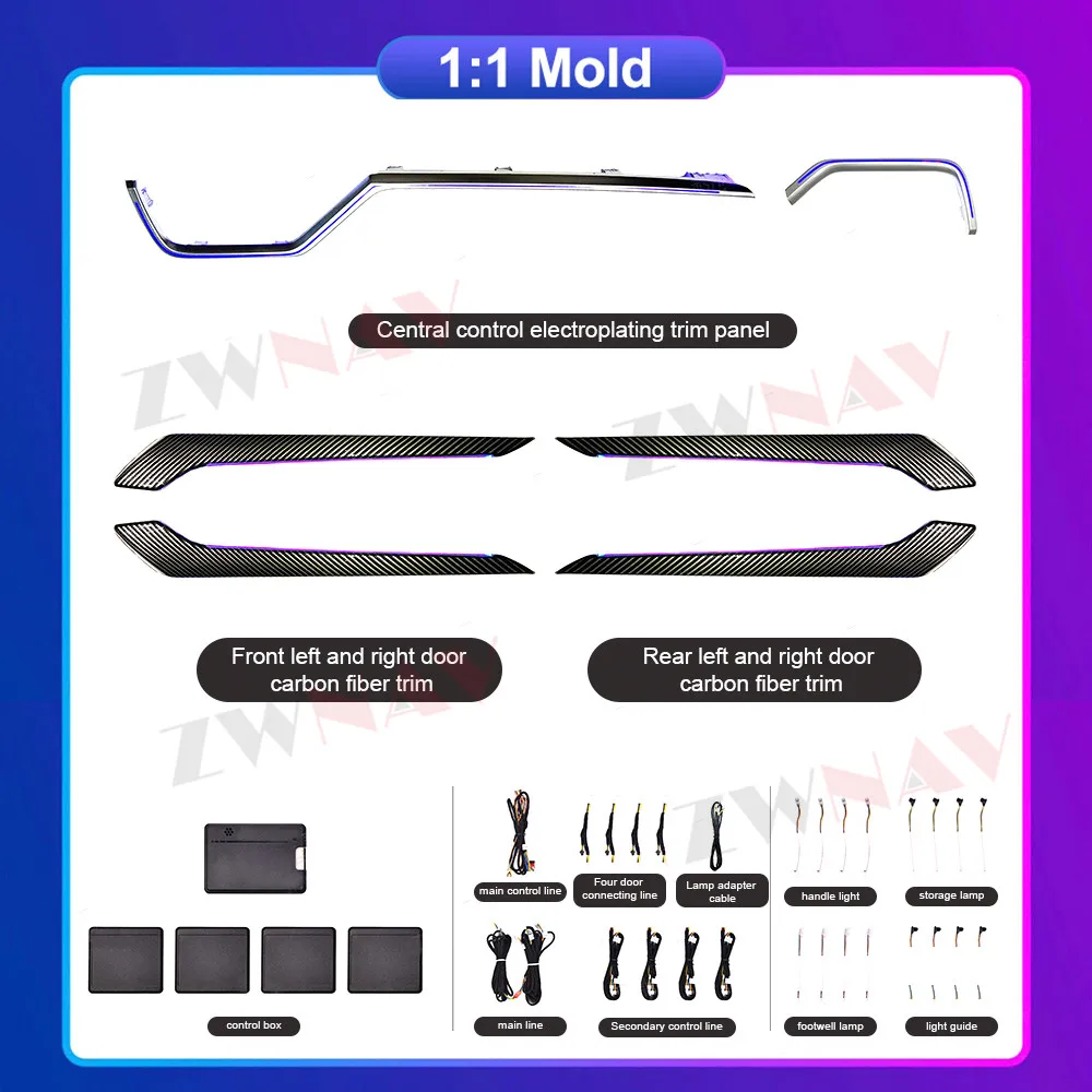 

Car LED Atmosphere Lights For Toyota Veranda Ambient Light Colors Changeable Contour Lamps Dashboard Auto Interior Decoration