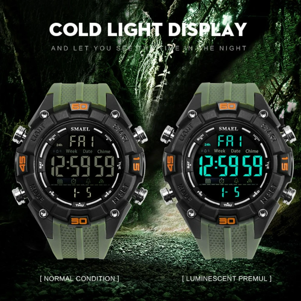 2024 Men Watch New Digital Watch Multi-functional Glow-in-the-dark Waterproof Trend Student Watch Functional Electronic Watches