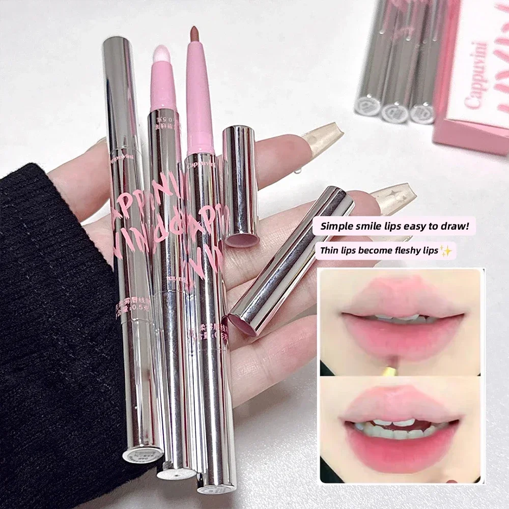 Lip Liner Pen Matte Lipstick Pen Silver Tube Waterproof Longlasting Lipstick Lip Contouring Non-stick Cup Lipliner Pencil Makeup 4