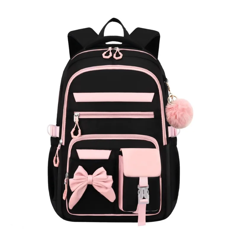 1pcs Breathable Nylon Student Backpack Ergonomic School Daypack Backpack Large Capacity Multi-pocket Girls Student School Bag 6