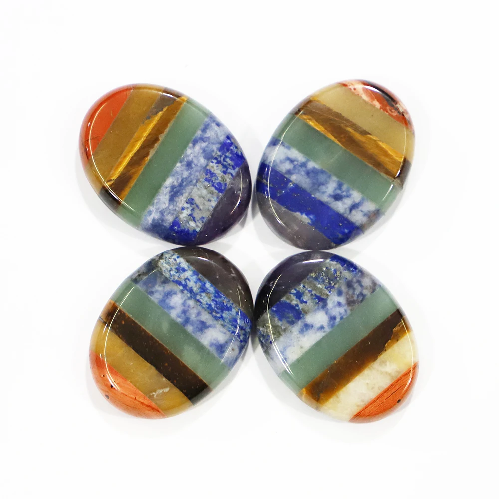 New Design Natural Stone 7 Chakras Ornaments Reiki Polishing Rock Quartz Charm Yoga Energy Bead DIY For Home Decoration 4PCS