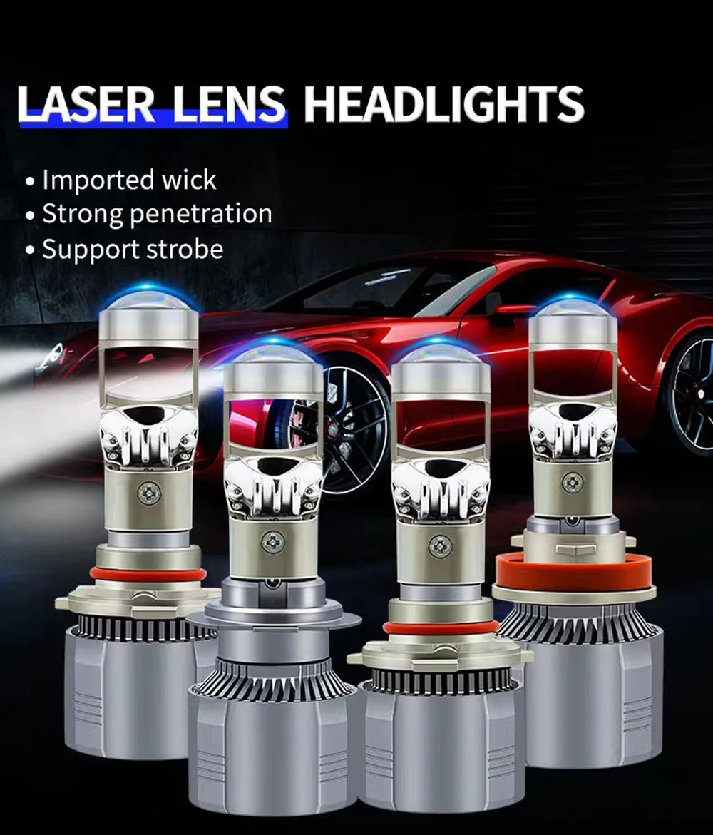 LED 미니 프로젝터 렌즈 Canbus 자동차 헤드라이트 전구, 6000K 램프, 12V 24V RHD LHD, 30000LM, H8, H11, H4, H7, 9005, HB3, 9006, HB4, 2 개