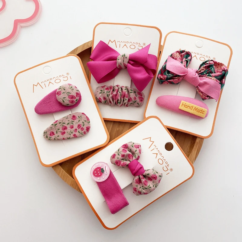 

2 Pieces/set Childrens Cute Bow Hair Clip Hairpin Side Hairpin Decorative Childrens Sweet Clip Side Little Girl Baby Hairpin Set