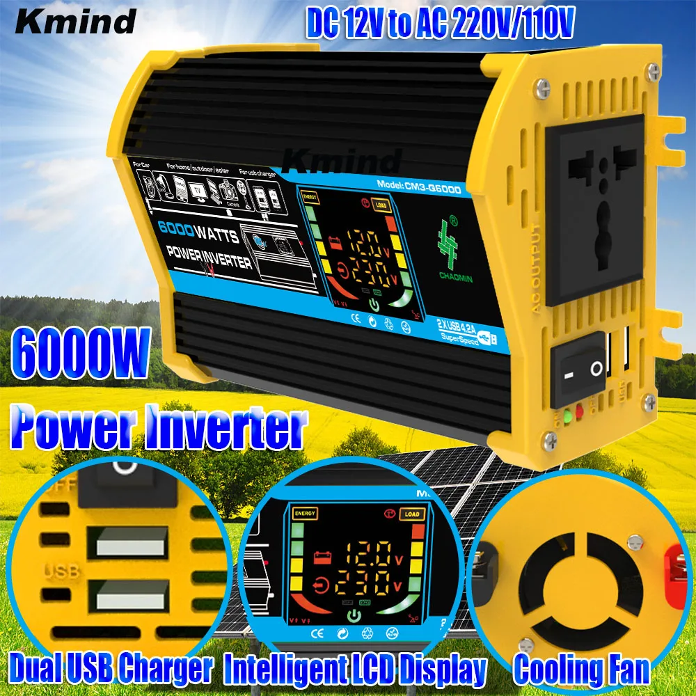 500W Solar Car Power Inverter Dc 12V A Ac 110V 220V Trasformatore Convertitore Da 12V A 110V 220V Carica Batteria Casa All'Aperto Q3