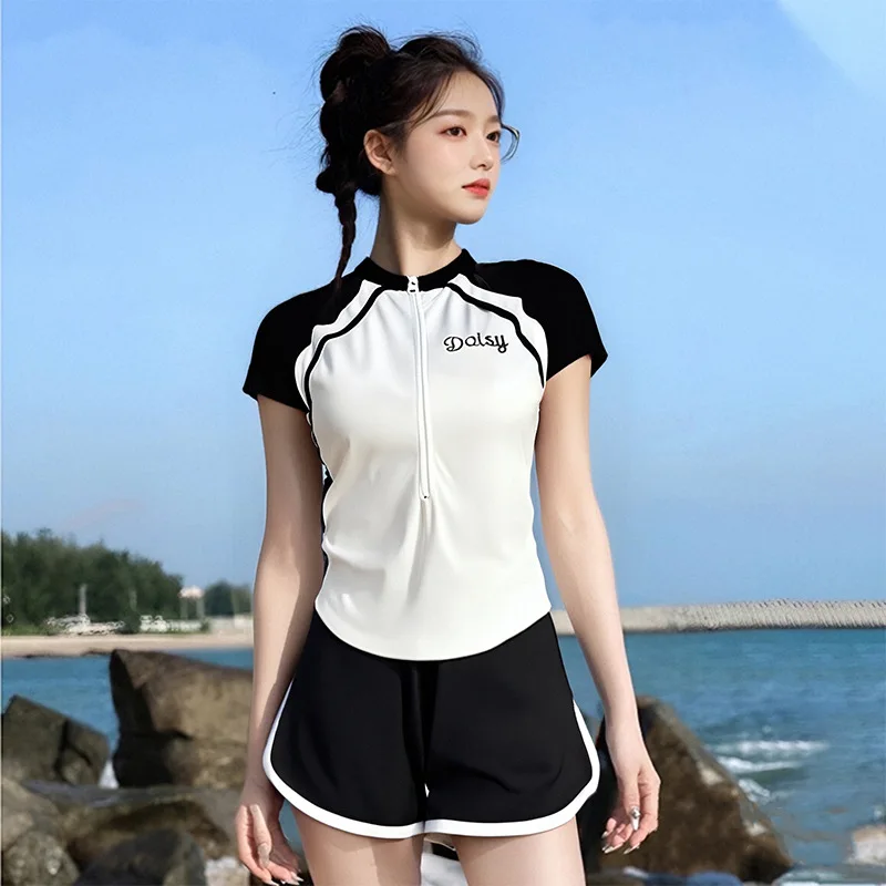 Women's Hot Spring Swimsuit, Women's Two-piece Split Set, Slimming and Conservative Professional Swimming Training Swimsuit - 5